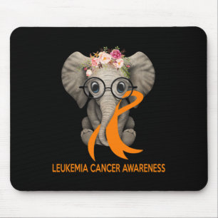 Tapis De Souris Eléphant Orange Ruban Leucémie Cancer Sensibilisat