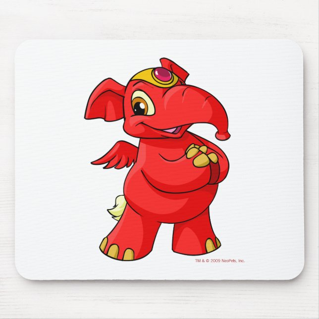 Tapis De Souris Elephante rouge joyeux (Devant)