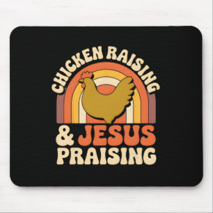Tapis De Souris Élevage de poulets louant Jésus rétro coucher de s
