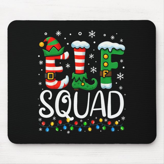 Tapis De Souris Elf Family Christmas Matching Pajamas Xmas Elf Squ (Devant)