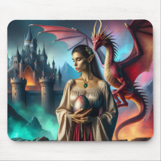 Tapis De Souris Elfe tenant un oeuf de dragon