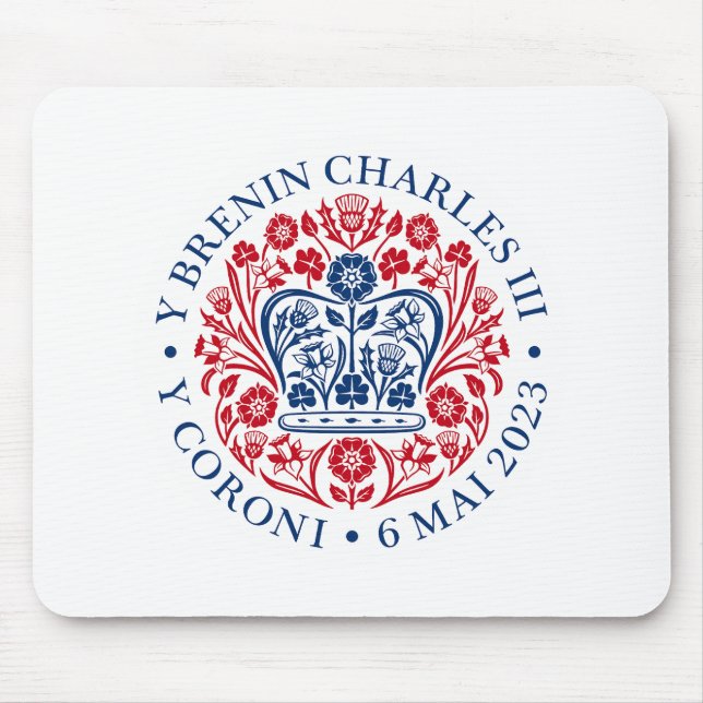 Tapis De Souris Emblème de couronnement du roi Charles III, souven (Devant)
