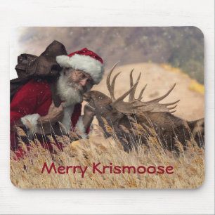 Tapis De Souris Embrasser Père Noël et Moose Mousepad