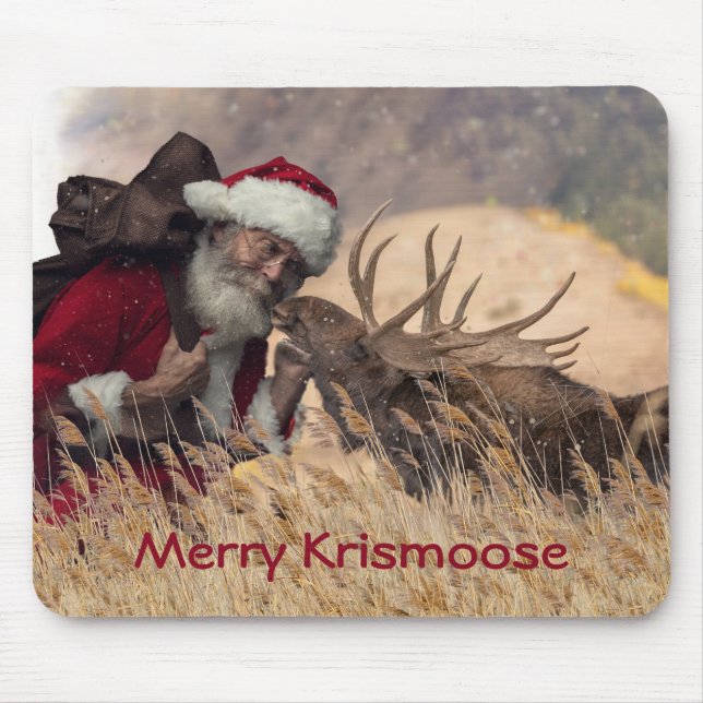 Tapis De Souris Embrasser Père Noël et Moose Mousepad (Devant)