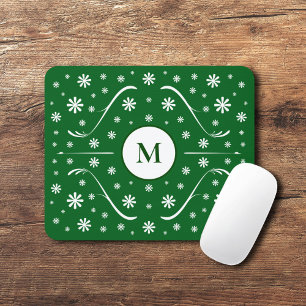 Tapis De Souris Emerald Green Flower Power Monogram Mouse Pad