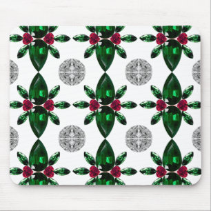 Tapis De Souris Emerald Ruby Diamond Gemstone Art Rouge Vert