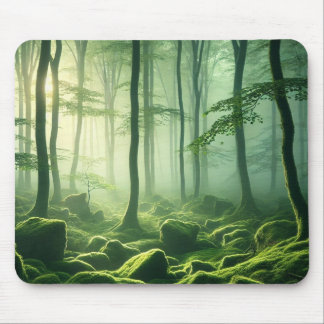 Tapis De Souris Emerald Serenity - Misty Forest Glow