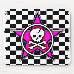 Tapis De Souris Emo Checkerboard Star & Skull