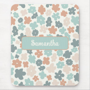 Tapis De Souris Empreinte de fleurs pastel retro Boho