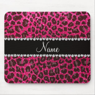 Tapis De Souris Empreinte de léopard de parties scintillant rose r