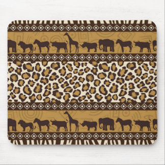 Tapis De Souris Empreinte de léopard et animaux africains