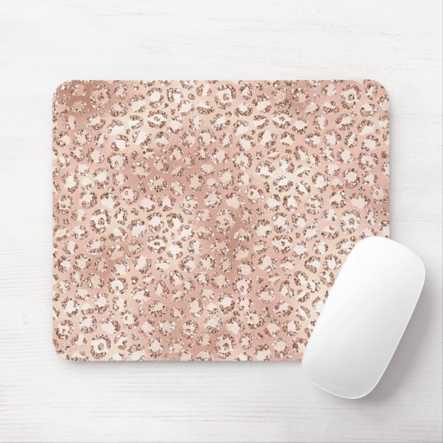 Tapis De Souris Empreinte de léopard Peach Rose Gold Blush Pink Gl (Avec souris)