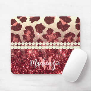 Tapis De Souris Empreinte de léopard rose et Parties scintillant