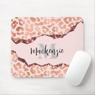 Tapis De Souris Empreinte de léopard rose Gold Parties scintillant