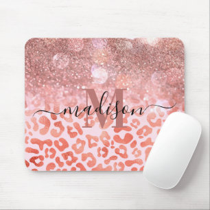 Tapis De Souris Empreinte de léopard rose Gold Parties scintillant