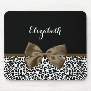 Tapis De Souris Empreinte de léopard sophistiqué Bow Brown avec no