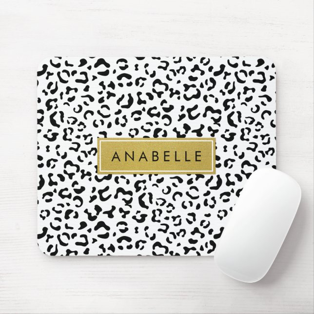 Tapis De Souris Empreinte de léopard, Spots, Noir Et Blanc, Votre  (Avec souris)