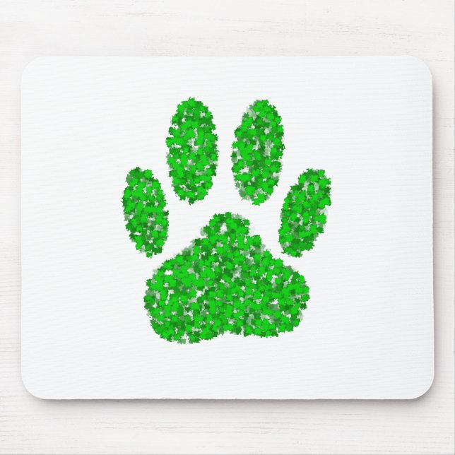 Tapis De Souris Empreinte de patte de chien de feuillage vert (Devant)