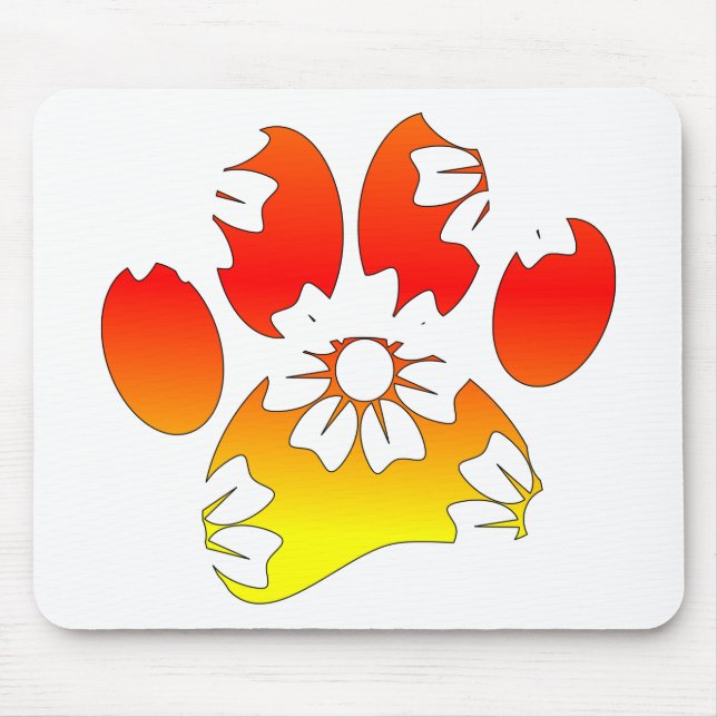 Tapis De Souris Empreinte de patte de chien floral (Devant)