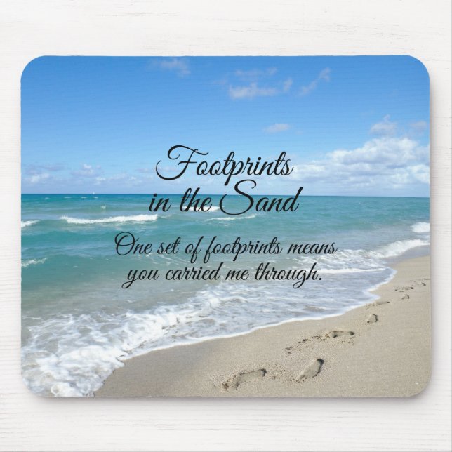 Tapis De Souris Empreintes dans le Sable Inspirational Christian (Devant)