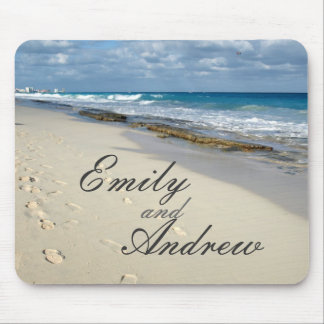 Tapis De Souris Empreintes de pas sur le mousepad de plage