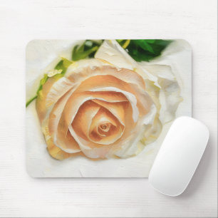 Tapis de souris en art de fleur de rose pêche