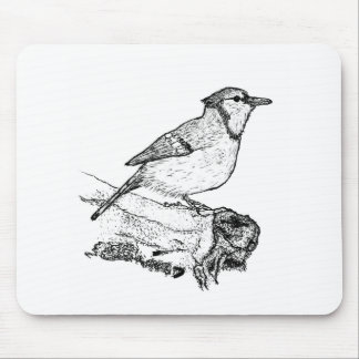 Tapis de souris en art pointilliste de Geai bleu d