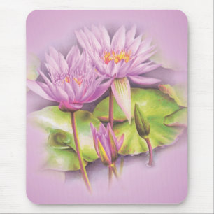 Tapis de souris en fleurs d'art pourpre fine nénup