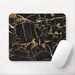 Tapis de souris en marbre noir et or élégant