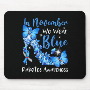 Tapis De Souris En Novembre Nous Portons Bleu Papillons Diabète Aw