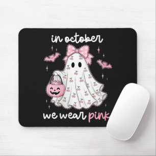 Tapis De Souris en Octobre Nous Portons Rose Fantôme Halloween