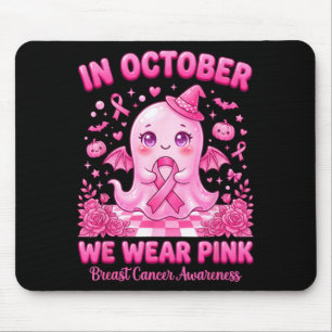 Tapis De Souris En Octobre Portez Rose Sorcière Fantôme Cancer du