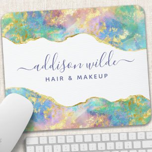 Tapis de souris en opale de feu chic arc-en-ciel