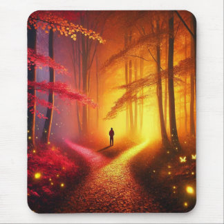 Tapis De Souris Enchanted Crossroads - Vibrant Autumn Forest Art P