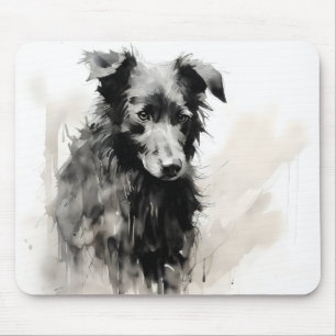 Tapis De Souris Encre de chien noir nature