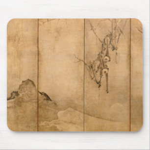 Tapis De Souris Encre japonaise sur papier Gibbons Primates & Pays