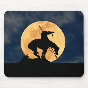 Tapis De Souris End of the Trail Silhouette With Full Moon