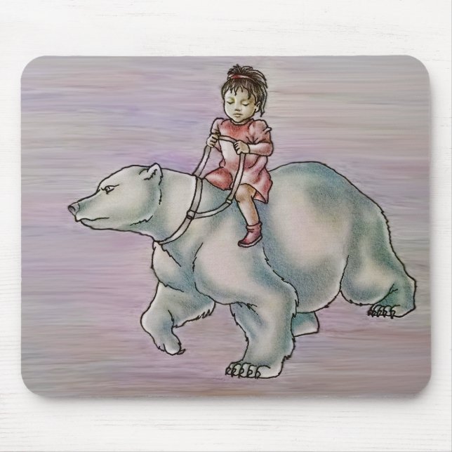 Tapis De Souris Enfant de fille de bande dessinée montant le (Devant)