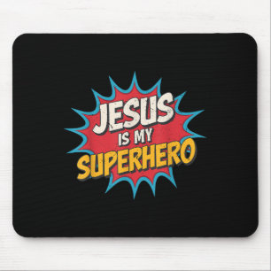 Tapis De Souris Enfant Jésus Est Mon Superhéros Chrétien Dieu Fils