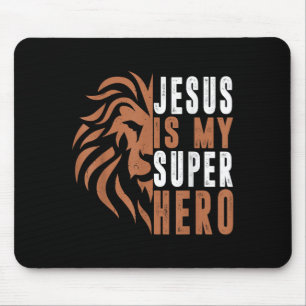 Tapis De Souris Enfant Jésus Est Mon Superhéros Chrétien Dieu Fils