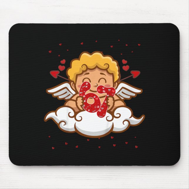 Tapis De Souris Enfants 6 7 Mème Six Sept Câlin 67 Saint-Valentin  (Devant)