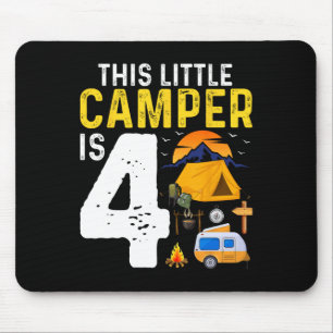 Tapis De Souris Enfants Drôle 4ème Anniversaire Camping Amoureux d