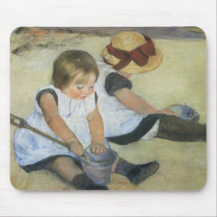 Tapis De Souris Enfants Jouant sur la Plage de Mary Cassatt