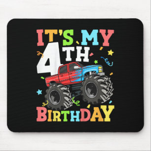 Tapis De Souris Enfants Monster Camion Mon 4e anniversaire Garçon 