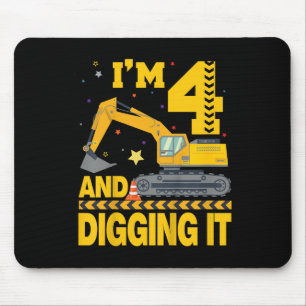 Tapis De Souris Enfants quatre 4ans 4e anniversaire Excavateur 4 a