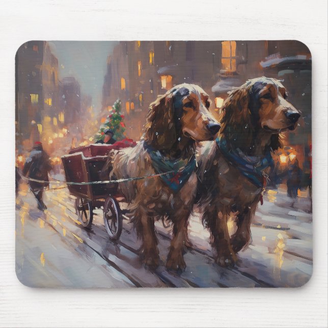 Tapis De Souris English Cocker Spaniel Saison de Noël festive (Devant)