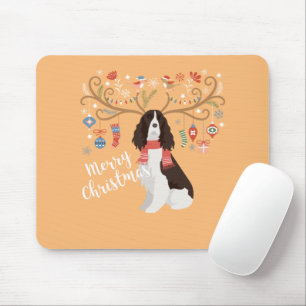 Tapis De Souris English Springer Spaniel Christmas Reindeer Dog