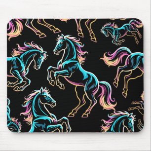 Tapis De Souris Enseigne au néon Cheval Style Rétro Glitch