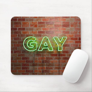 Tapis De Souris Enseigne néon Gay SlipperyJoe's mur de briques ver