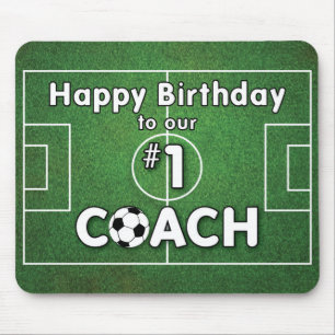 Tapis De Souris Entraîneur de football Anniversaire avec terrain d